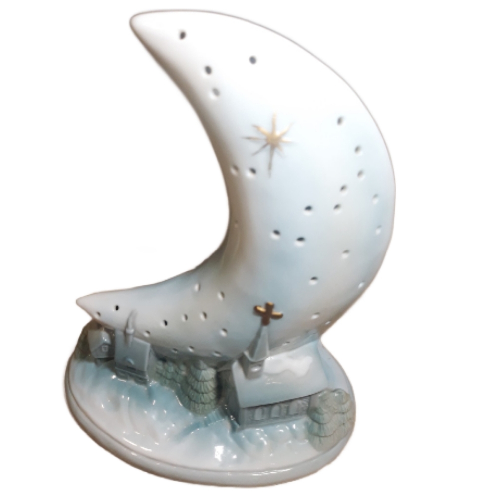Vintage Decorative Outfit Ceramic Crescent Moon and Winter Village Table… - Picture 1 of 14